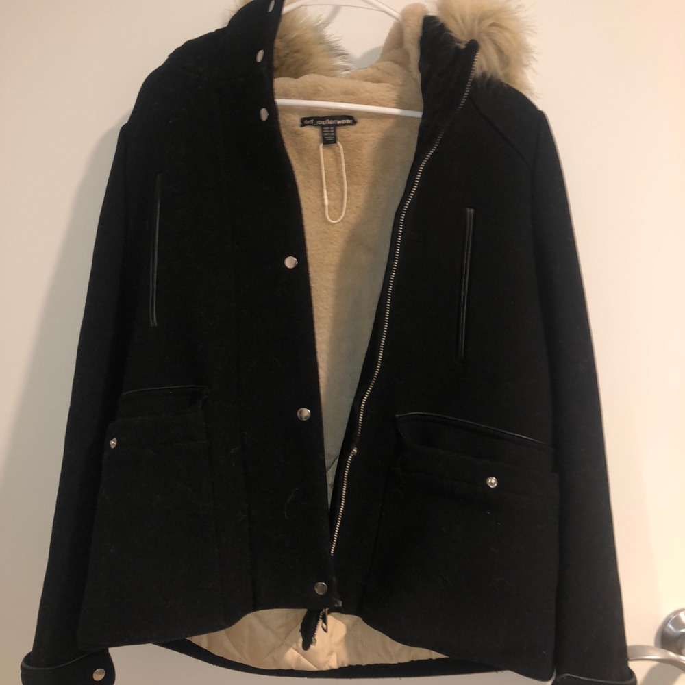 Black Zara fur lined Jacket/Coat